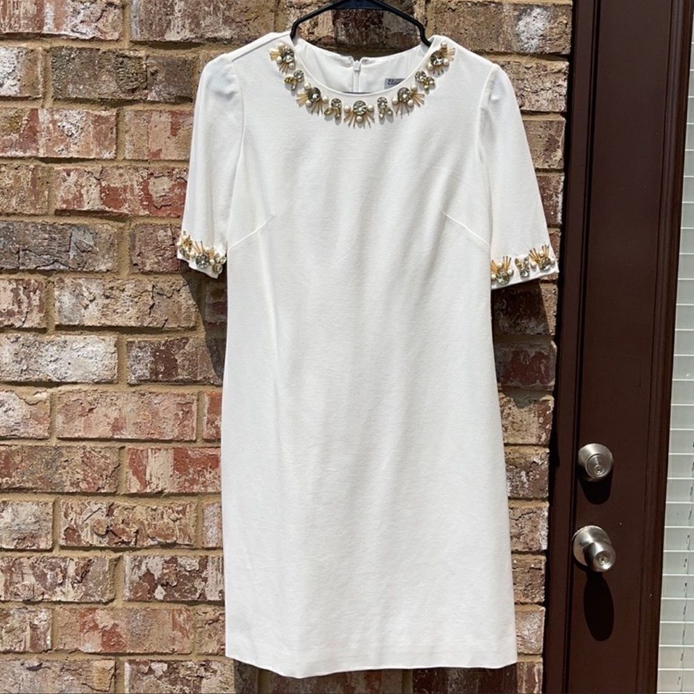 Eliza J White Jewel Knee Length Dress 8